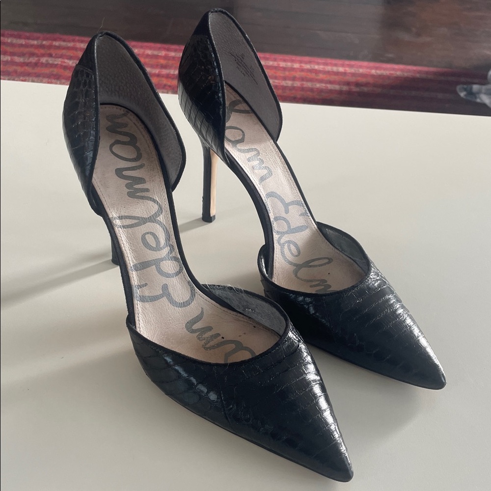Sam Edelman Black Embossed Leather D’Orsay Pumps – Size 10M